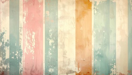 Retro striped wallpaper in old pastel tones and vintage texture