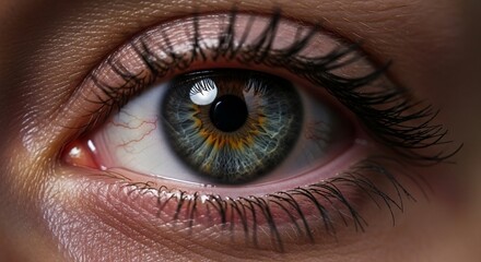 Fototapeta premium Extreme Close-up of a Mesmerizing Human Eye with Blue-Green Iris and Detailed Texture