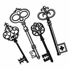 Ornate antique door key silhouettes antique keys ornate keys