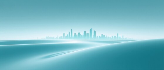 Fototapeta premium Abstract Background with City Silhouette and Flowing Lines