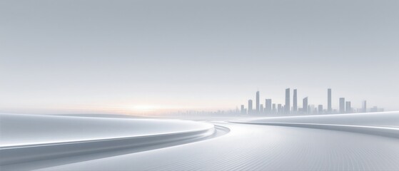 Fototapeta premium Futuristic City Skyline with Streamline Ground