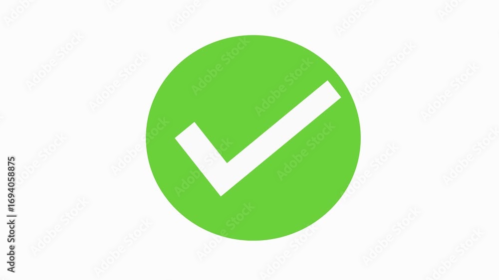 Aufkleber minimalist green tick mark in circular animation for progress and approval. success check animation 