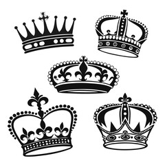 Royal crowns and emblems silhouettes regal