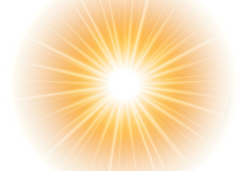 Radiant Sunburst Golden Light Explosion Background on transparent background