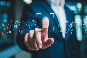 Fingerprint scan technology for security access and identification with digital binary code flow