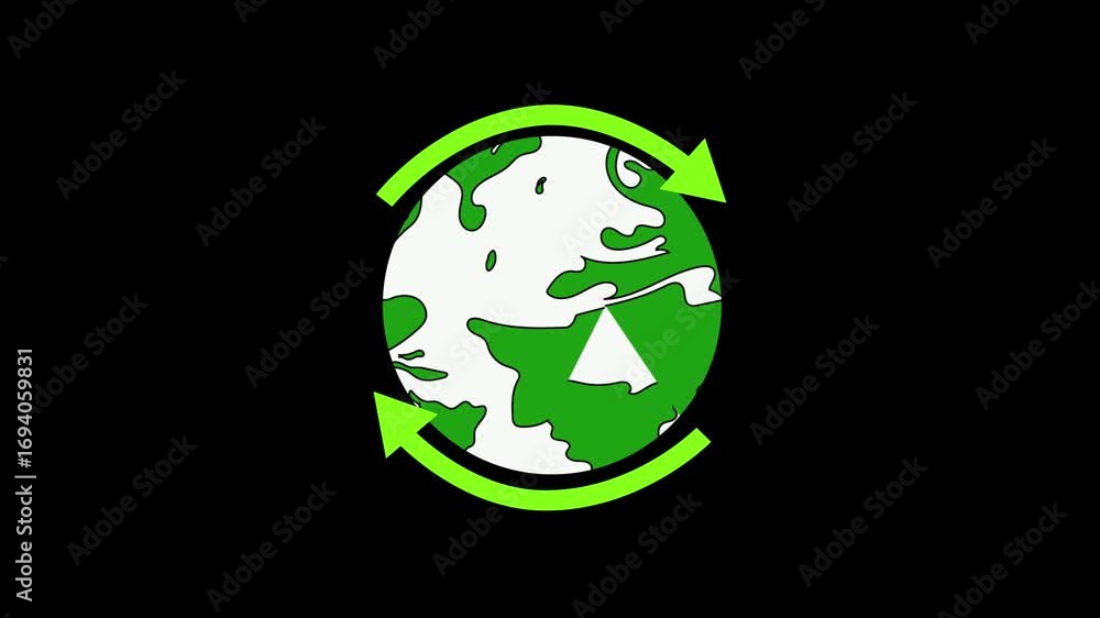 Aufkleber smooth motion graphics loop of green globe recycling for eco friendly and conservation content. circ