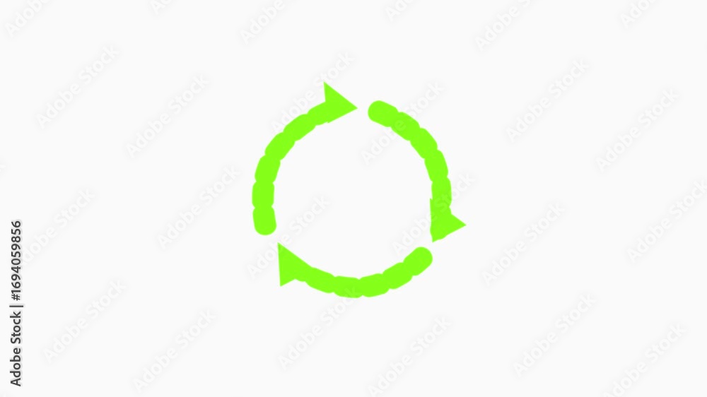 Aufkleber eco friendly recycling loop with green arrows animation for environmental and sustainability themes.