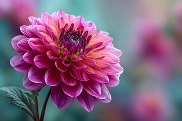 Fototapeta premium Dahlia vibrant pink flower bursts with joyful energy perfect for beauty and nature promotions