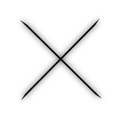 Bold Black X Symbol on White Background with Shadow Effect