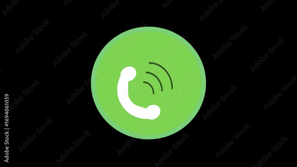 Fototapete green background phone icon animation for modern communication, app, and video content. seamless loo