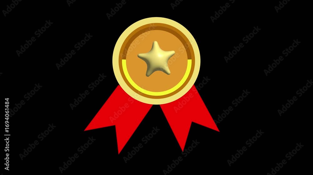 Poster yellow gold star icon animation loop for technology interface and motion graphics. glowing yellow st