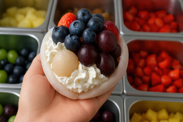 Fresh fruit dessert creation kitchen food photography bright environment close-up healthy living