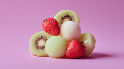 Colorful fruit arrangement studio food photography minimalist background close-up view freshness concept