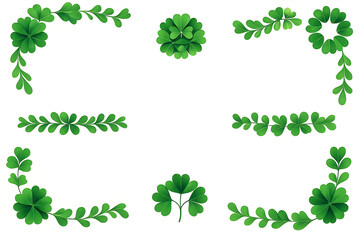 Fototapeta premium Saint Patricks day background with sprayed green clover leaves or shamrocks 