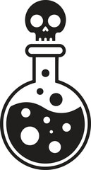 Poison Bottle Silhouette – Skull Potion Icon Vector Illustration 
