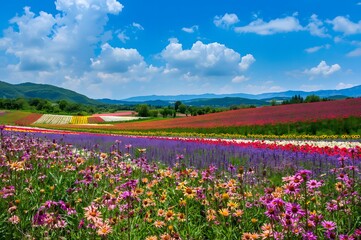 Colorful flower field,  beautiful flower fields.