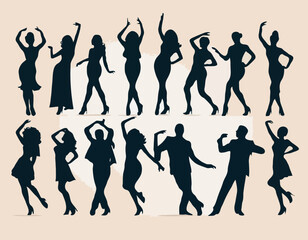 Dancing people silhouette