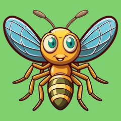 A cute mosquito cartoon is shown lying dead