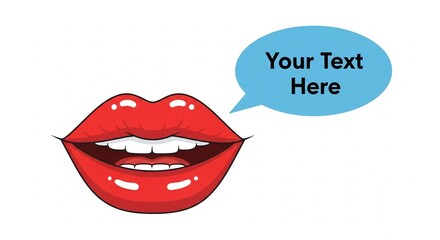 Obraz premium Cartoon Open Mouth with Red Lips, White Teeth, and 