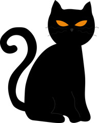 Illustration of a Black Cat with Glowing Eyes