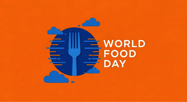 Vibrant World Food Day Graphic with Fork Symbol - Powered by Adobe