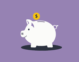 Piggy bank flat vector illustration