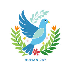 Human rights day peace dove and olive branch poster