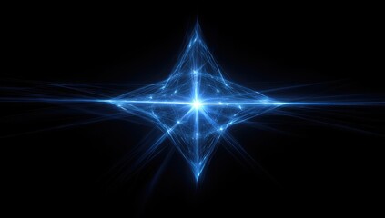 Naklejka premium Abstract blue crystalline structure radiating light on a black background