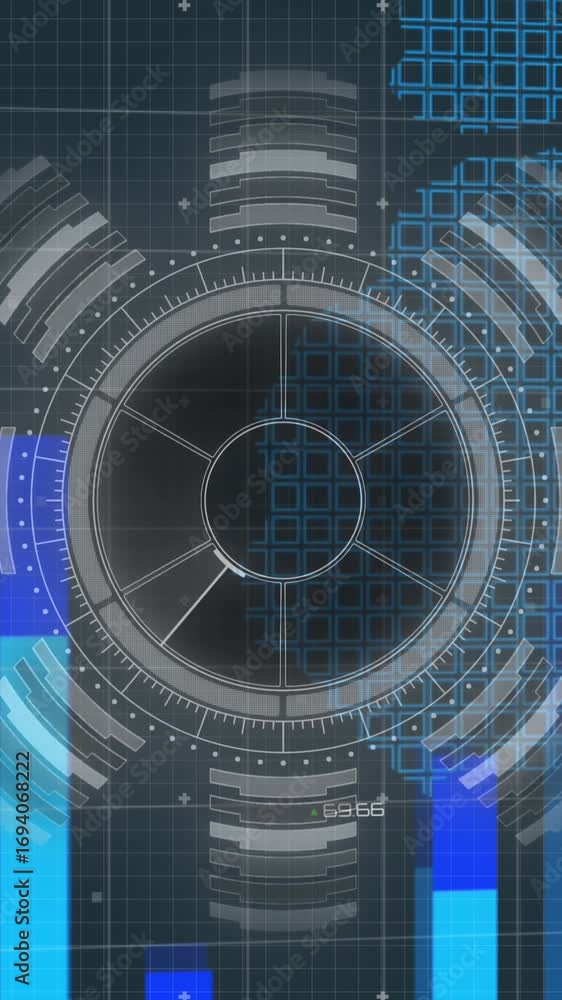 Aufkleber animation of scope scanning over data processing and world map