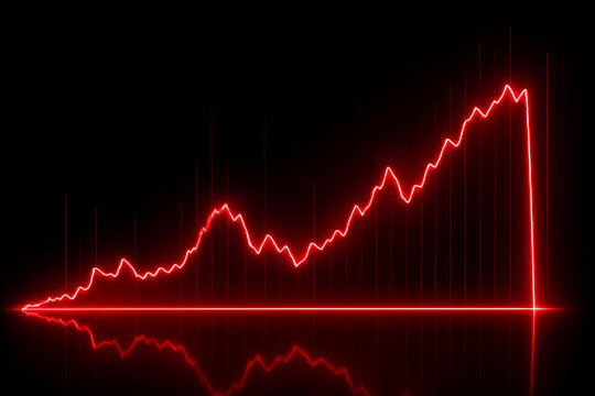 Glowing red line graph showing upward trend with reflection data visualization - Powered by Adobe