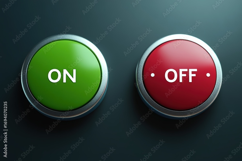 Aufkleber control buttons for device operation with clear on and off indicators