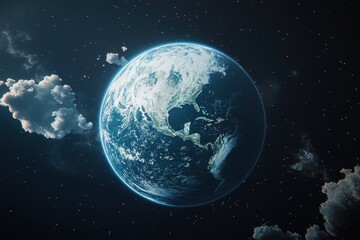 Fototapeta premium Captivating view of planet Earth highlighting North America from outer space at night