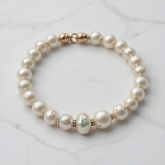 Obraz premium Pearl bracelet, refined and classic jewelry piece.