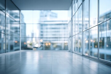 Empty modern office space with city views