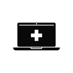 Obraz premium Healthcare Tech Laptop Displaying Medical Cross for Online Health Services