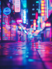 Fototapeta premium サイバーパンクな夜の繁華街