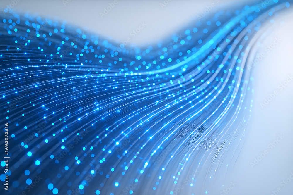 Aufkleber ethereal stream of blue light particles flowing in a dynamic wave, representing futuristic technolog