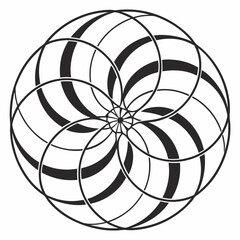 Black concentric spiral optical illusion pattern abstract