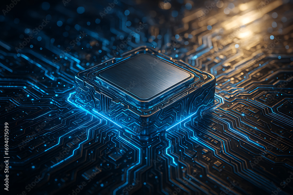 Aufkleber majestic glow of a futuristic central processing unit with intricate circuits radiating with digital