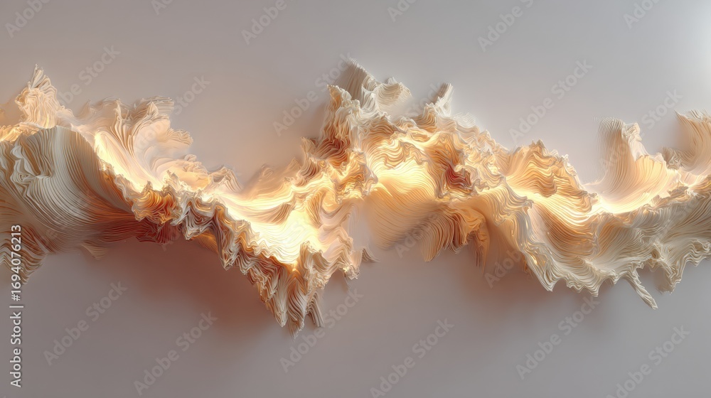Aufkleber abstract textured wave formation illuminated in warm tones, creating a mesmerizing visual impact