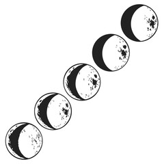 Celestial bodies in various illumination stages moon phases