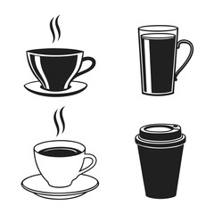 Coffee cup and glass icons hot beverage steam