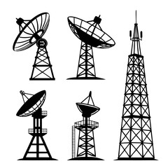 Communication towers satellite dishes radio telescope