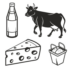 Cow cheese milk bottle basket dairy