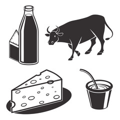 Dairy products and bull milk bottle cheese