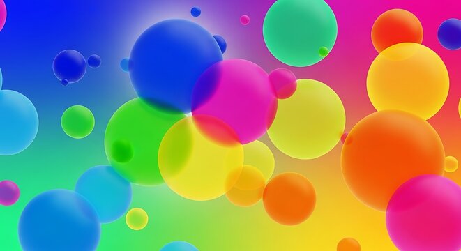 Vibrant colorful spheres creating dynamic background for modern designs, perfect for eye-catching presentations, websites, or social media content with a playful and fun vibe