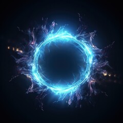 Obraz premium Glowing magic portal effects light night black background.