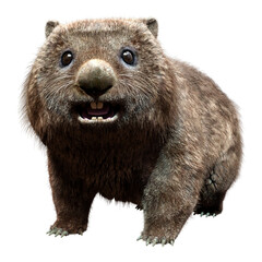 3D Rendering Wombat on White