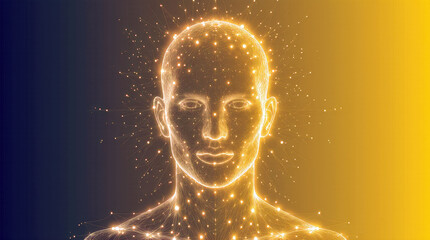 A digital identity represented by a glowing human figure.