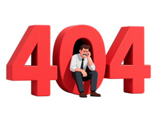 Red 404 Error Illustration with Transparent Background, 3D Realism Design Element